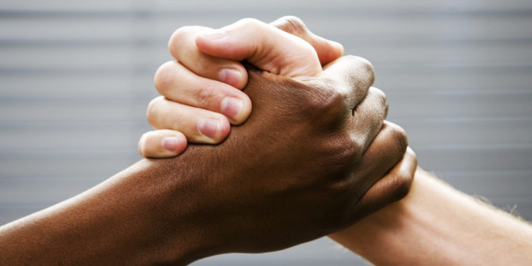 Black-white arm wrestling