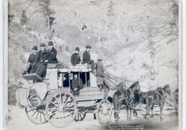 Title: "The Deadwood Coach"
Side view of a stagecoach; formally dressed men sitting in and on top of coach. 1889.
Repository: Library of Congress Prints and Photographs Division Washington, D.C. 20540