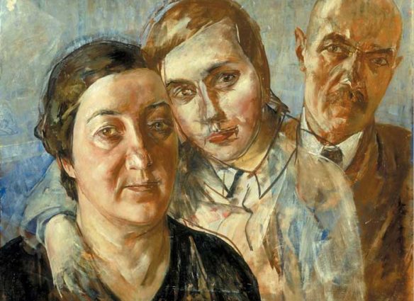 К.С. Петров-Водкин, "Автопортрет с женой и дочерью"